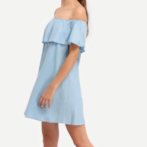 Zara Dresses & Skirts - Zara Denim Off the Shoulder Dress